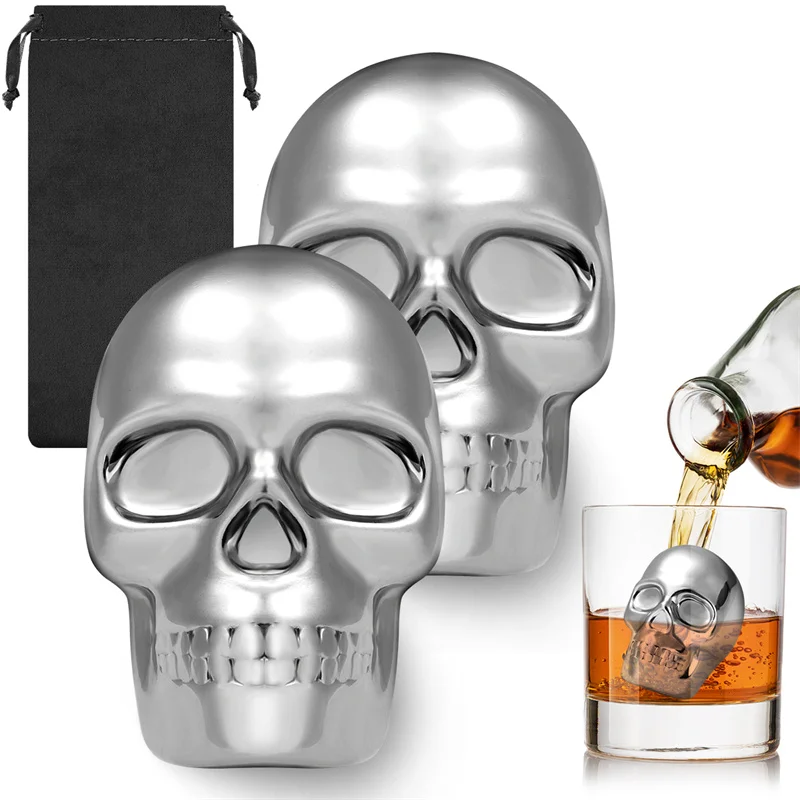 Wine Beer The Whiskey - Yeniden kullanılabilir 2 İskelet Kafa Viski