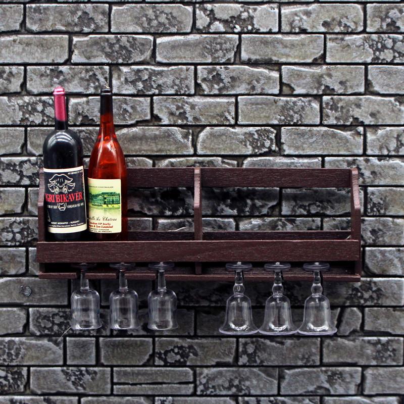 Wine Rack Wall Mount - 1 takım Dollhouse simülasyon duvara monte