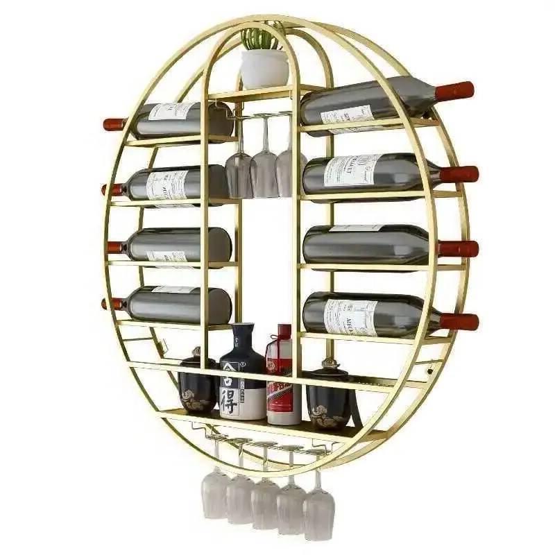 Wine Rack Wall Mount - Modern İskandinav Yuvarlak Duvara Monte Şarap