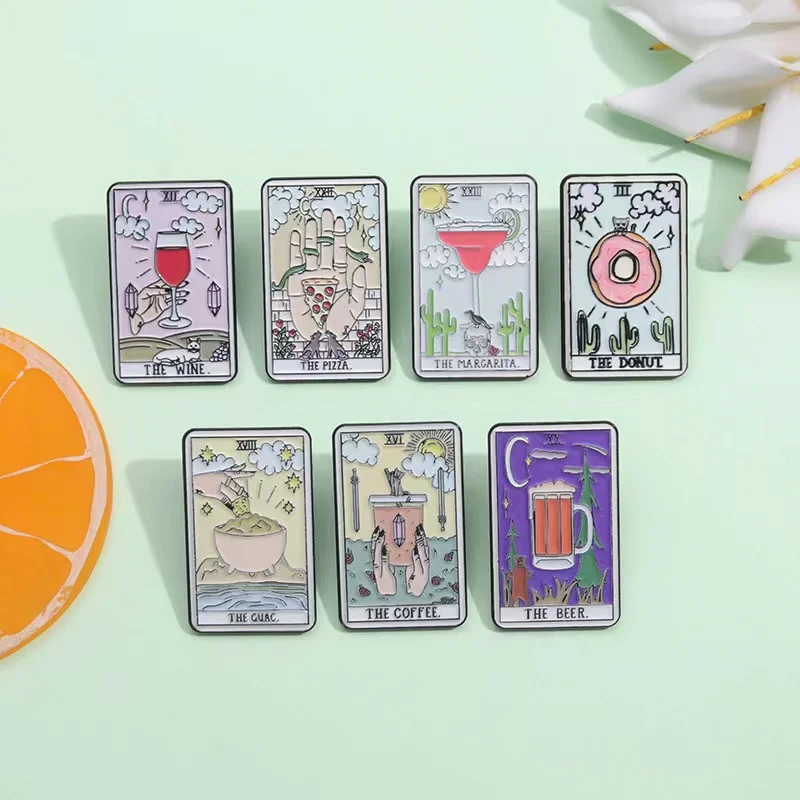 Wine Beer Pizza - Özel Tarot emaye pimleri bira Donut