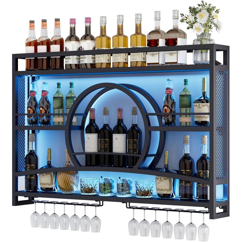 Wine Rack Wall Mount - 3 Katlı 46 inç Şarap Rafı,