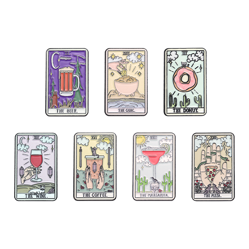 Wine Beer Pizza - Gıda Tarot emaye pimleri kahve bira