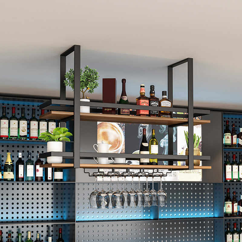 Wine Rack Wall Mount - Basit metal ferforje askılık raf bar