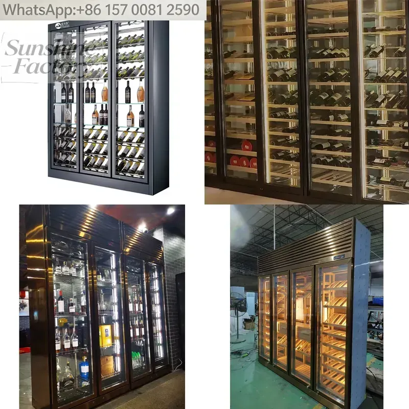 Wine Beer Fridge Cabinet - Elektrikli 3 Cam Kapılı Tek Sıcaklıklı