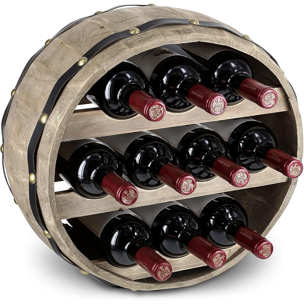 Wine Rack Wall Mount - Doğal Ahşap Endüstriyel Duvara Monte Fıçı