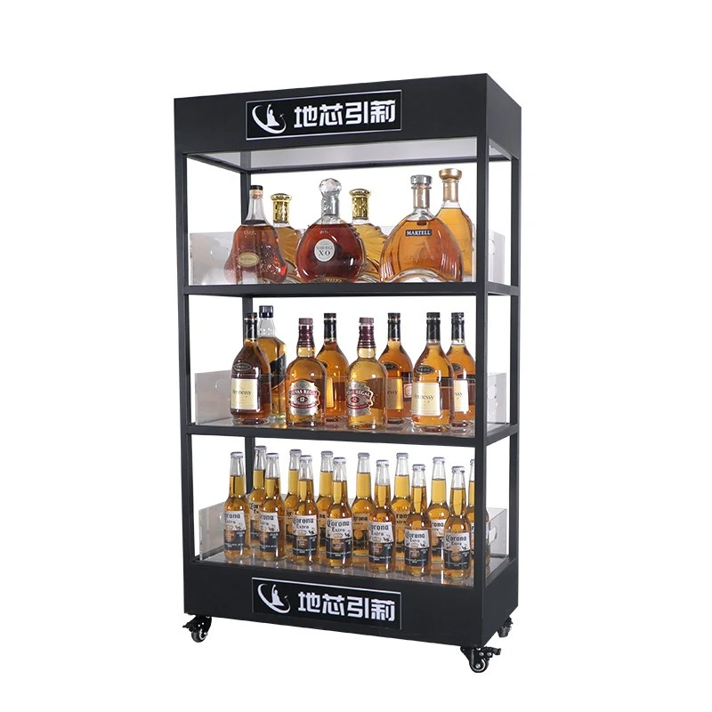 Wine Beer Rack - Bar üç katmanlı ışıklı şarap dolabı