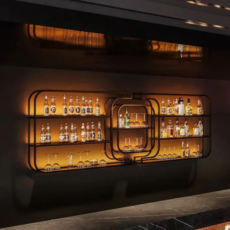 Wine Rack Wall Mount - Bar Tezgahı için Basit Ferforje Şarap