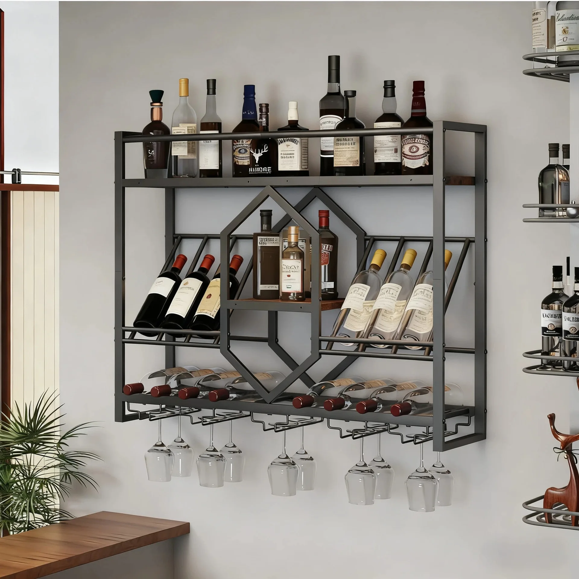 Ferforje bar şarap rafı, duvar - Wine Rack Wall Mount incelemesi ve fiyatı