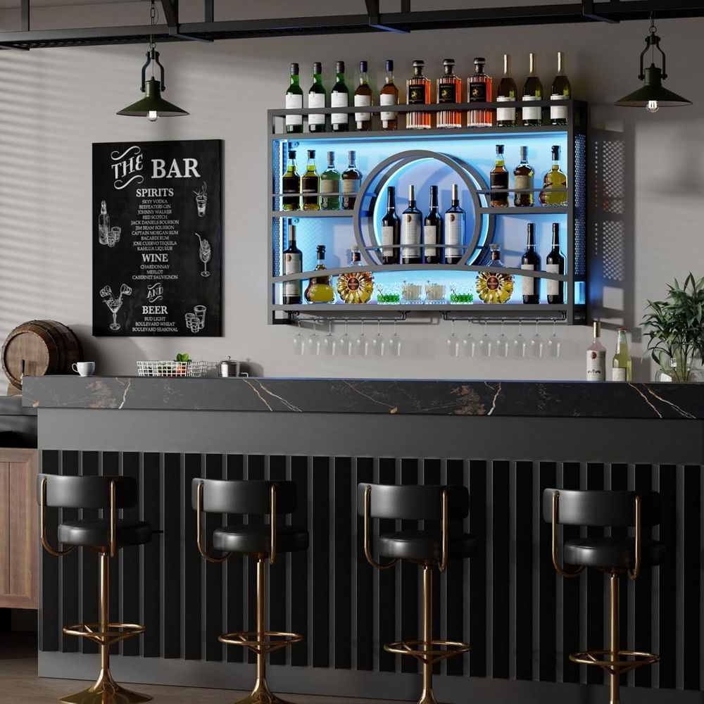 3 Katlı 46 inç Şarap Rafı, LED - Wine Rack Wall Mount incelemesi ve fiyatı