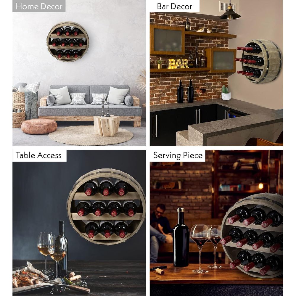 Doğal Ahşap Endüstriyel Duvara - Wine Rack Wall Mount incelemesi ve fiyatı