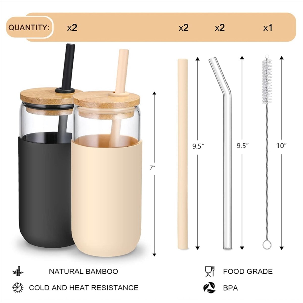 2 Renkli 20 OZ Cam Bardaklar,  - Beer & Wine Grab incelemesi ve fiyatı